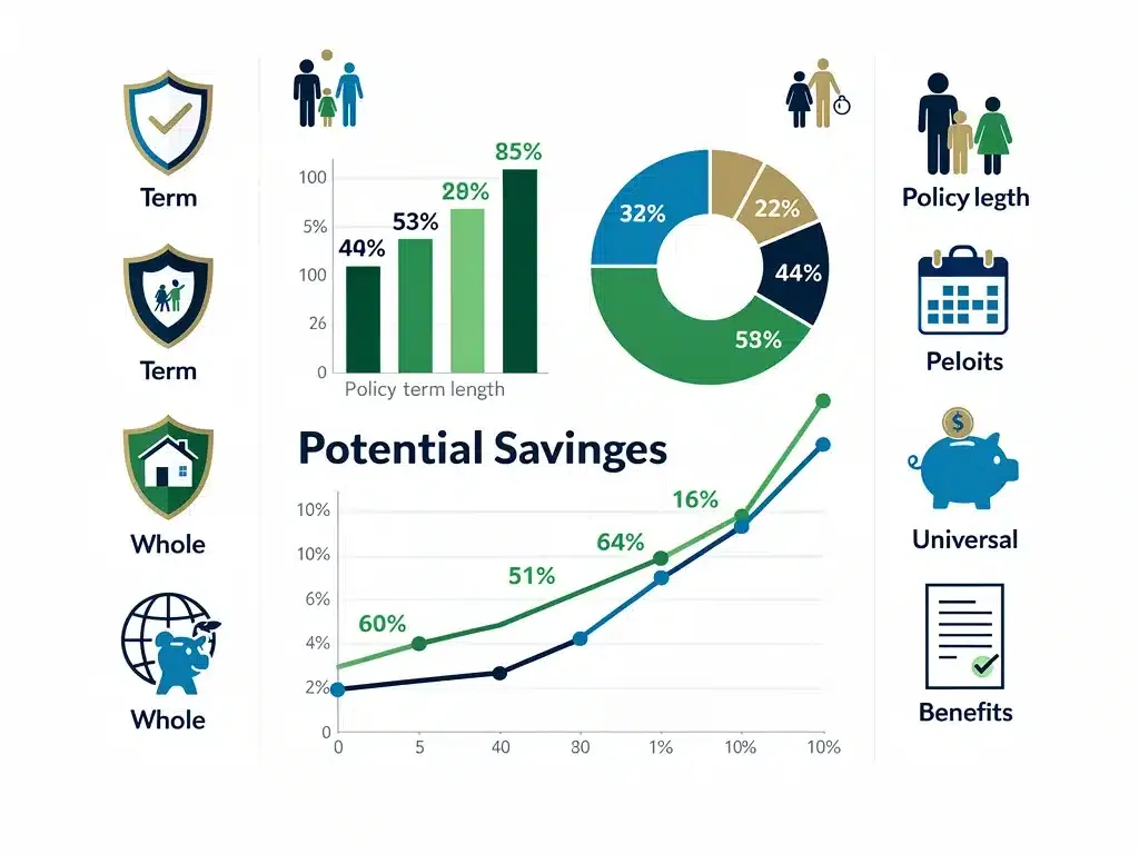 Charts illustrating life insurance savings and benefit projections