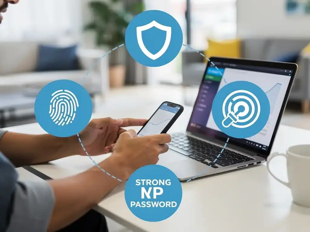 Person using multi-factor authentication for online banking