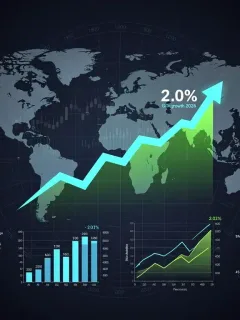 Detailed economic forecast infographic showing 2.0% GDP growth for 2026 with global market indicators.