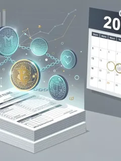 Digital assets, tax forms, and a calendar indicating 2026, representing new Treasury guidance on reporting.