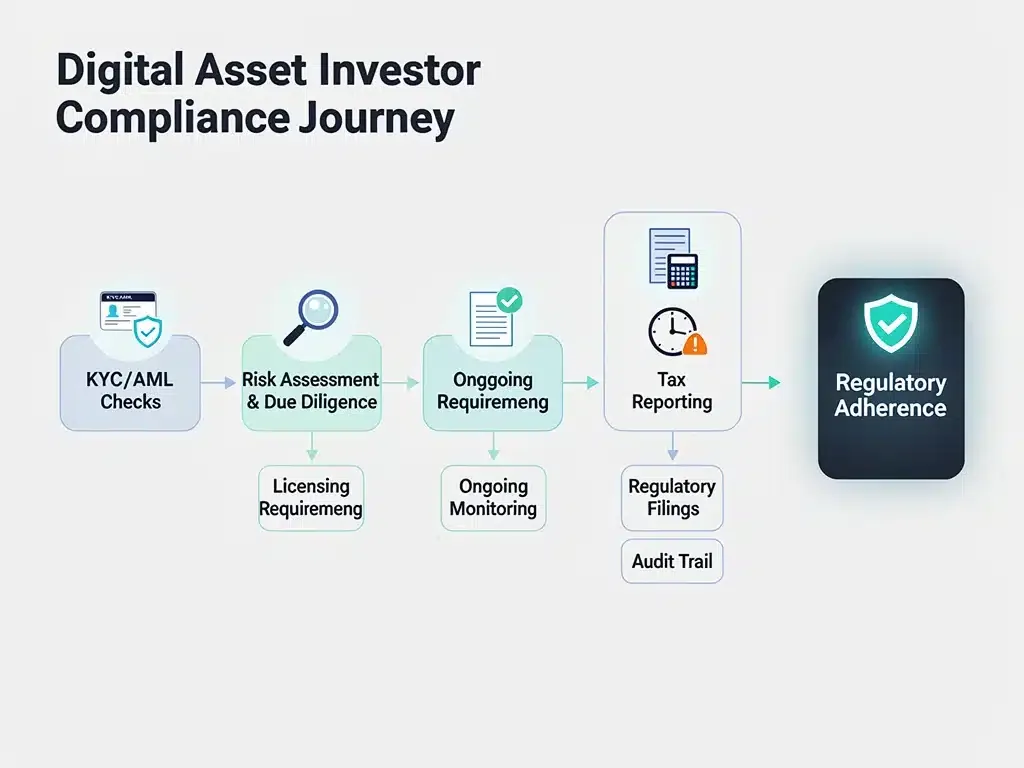 Flowchart depicting compliance steps for digital asset investors.
